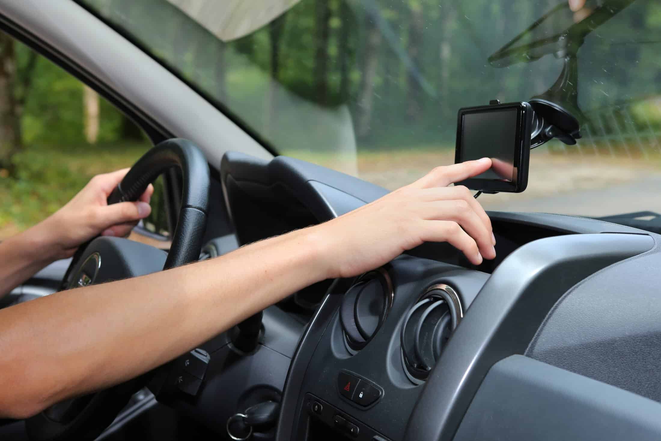 Man adjusts GPS